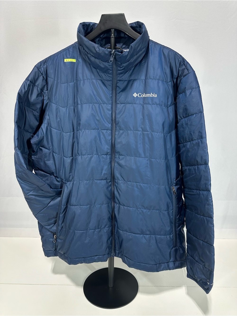 #635 Columbia Mens Interchange Omni-Heat Navy Puffer Liner Jacket Titanium XL